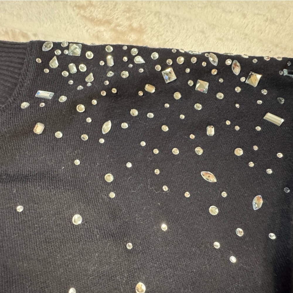 Truth Black Lightweight Sweater with Jeweled Accents - Picture 4 of 5